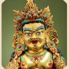 藏传彩珠镶嵌《黄财神》室内家用全鎏金《五姓财神》铜佛像