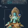 尼泊尔西藏工艺 藏传密宗彩绘绿度母纯铜手工錾刻