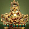 藏传彩珠镶嵌《黄财神》室内家用全鎏金《五姓财神》铜佛像