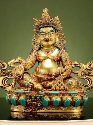 O1CN01YXY8mZ1LC2olwZ4LN_!!152211262 藏传彩珠镶嵌《黄财神》室内家用全鎏金《五姓财神》铜佛像