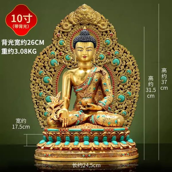 O1CN01g9Awzg1LC2xcbEwK9_!!152211262 藏传彩珠镶嵌《药师佛》室内家用全鎏金铜佛像摆件